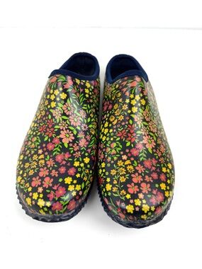 Western Chief Navy Floral Garden Clogs Size 10
